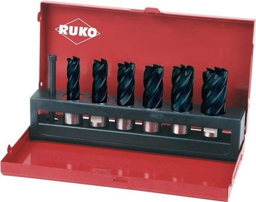 Ruko Kernbohrersatz 7tlg.D.12-14-16-18-20-22mm HSS TiAlN Schnitt-T.30mm Weldon Ruko Kernbohrersatz 7tlg.D.12-14-16-18-20-22mm HSS TiAlN Schnitt-T.30mm Weldon von RUKO Präzisionswerkzeuge