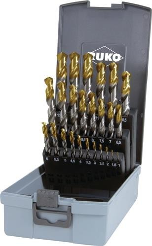 Ruko Spiralbohrersatz D338 TypN D.1-13x0,5mm HSS TiN-Kopfbeschichtet Ruko Spiralbohrersatz D338 TypN D.1-13x0,5mm HSS TiN-Kopfbeschichtet von RUKO Präzisionswerkzeuge