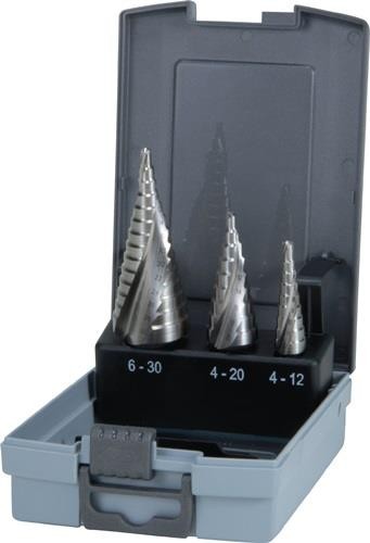 Ruko Stufenbohrersatz D.4-12/4-20/4-30mm HSS-Co5 Spiralnut 3tlg.Ku.-Kass. von RUKO Präzisionswerkzeuge