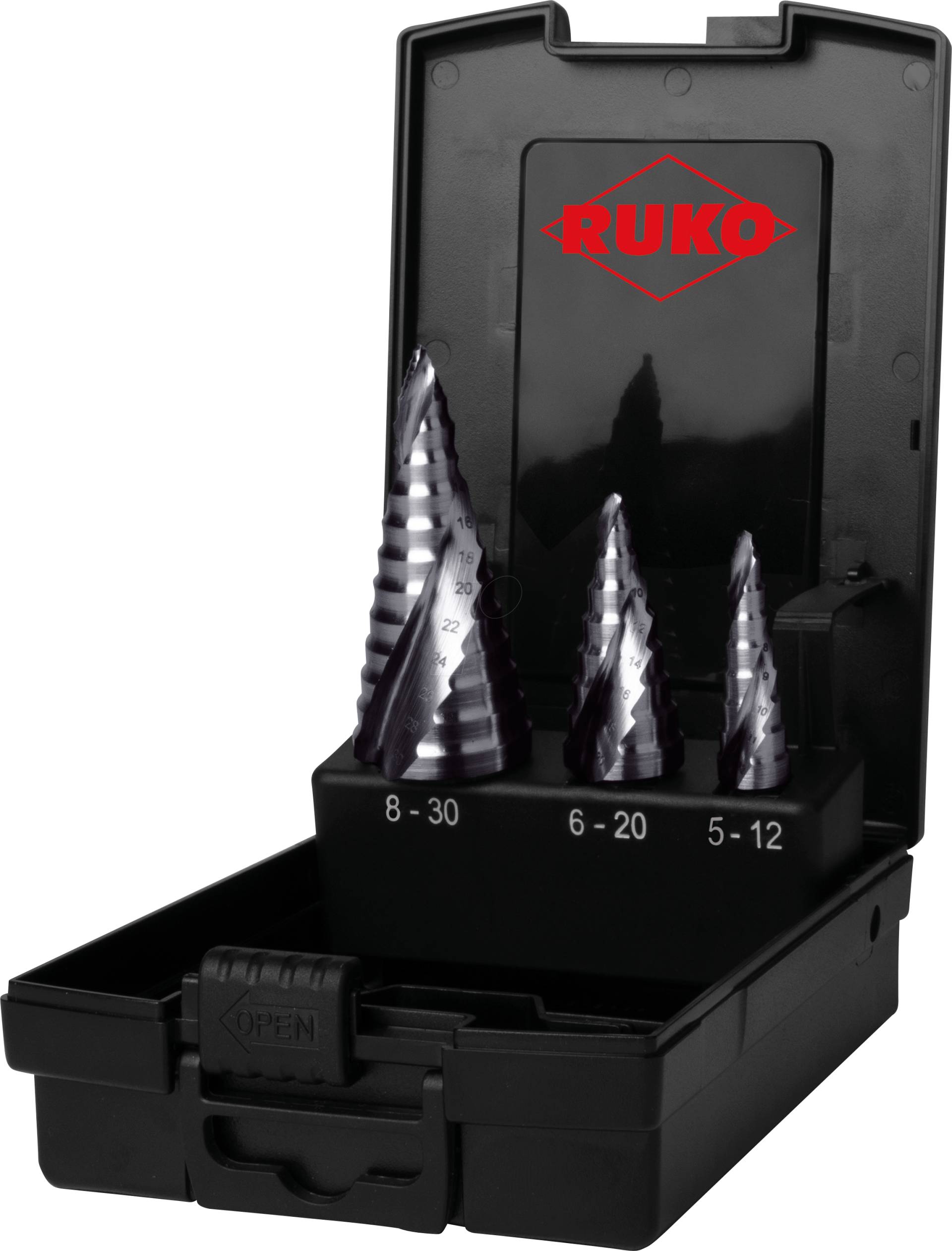 RUKO 101626PRO - UC Stufenbohrersatz, 3-teilig,  FLOWSTEP, HSS RUnaTEC von RUKO