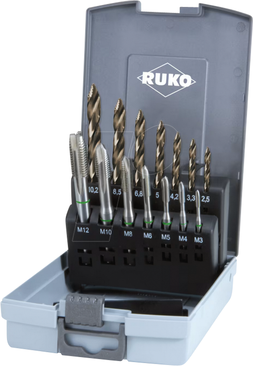 RUKO 259048ERO - Maschinengewindebohrersatz Flowstep TIP HSSCo, 14-teilig von RUKO