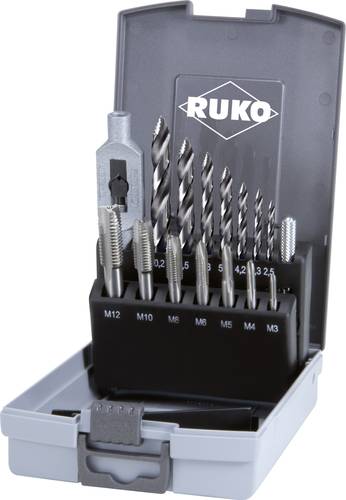 RUKO 259048RO Maschinengewindebohrer-Set 14teilig M3 - M12 DIN 352, DIN 376, DIN 338 HSS 1 Set von RUKO