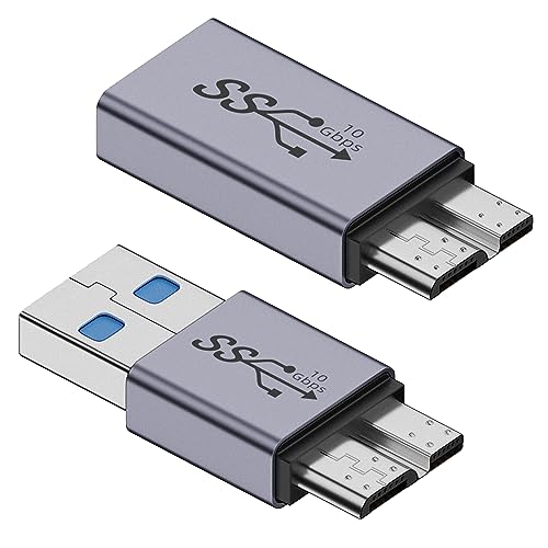 RULGOI USB A zu Micro USB B Stecker Adapter 2Pack,USB 3.1 OTG Adapter bis zu 10Gbit/s kompatibel mit Toshiba, Seagate, WD,Galaxy S5 Note 3,HDD usw von RULGOI