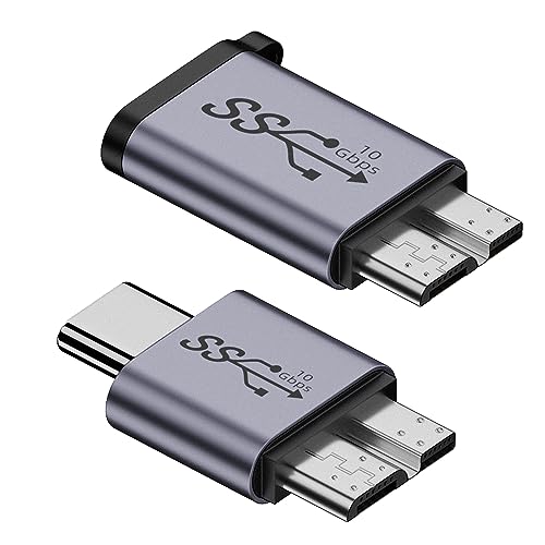 RULGOI USB C zu Micro USB B Stecker Adapter 2Pack,USB 3.1 OTG Adapter bis zu 10Gbit/s kompatibel mit Toshiba, Seagate, WD,Galaxy S5 Note 3,HDD usw von RULGOI