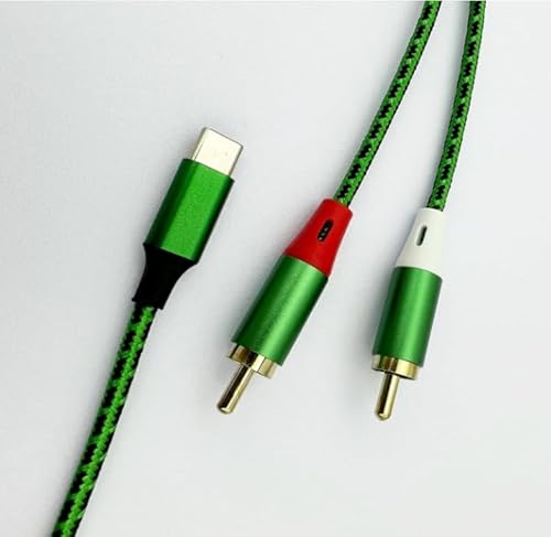 USB-C-zu-RCA-Audiokabel, Typ-C-zu-2RCA-Stereo-Adapterkabel, kompatibel mit iPhone 15-Serie, iPad, MacBook, Huawei, Galaxy, MacBook, Heimkino, DVD, Verstärker, Lautsprecher, Autoradio usw. (Grün) von RULGOI