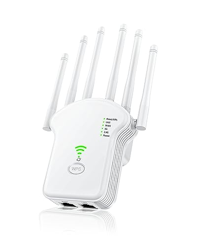 RULGOI WLAN Verstärker Repeater 1200Mbit/s (867MBit/s 5GHz + 300MBit/s 2,4GHz),WiFi Booster mit Repeater/Router/Access Point Modus,WiFi Range Extender Mit LAN/WAN Port,Geeignet für Zuhause, Büro. von RULGOI