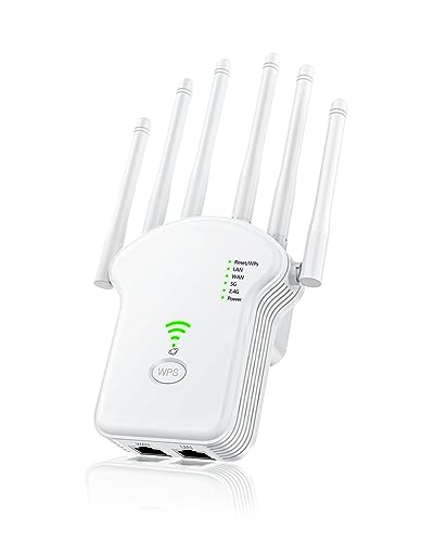 WLAN Verstärker Repeater 1200Mbit/s (867MBit/s 5GHz + 300MBit/s 2,4GHz),WiFi Booster mit Repeater/Router/Access Point Modus,WiFi Range Extender Mit LAN/WAN Port,Geeignet für Zuhause, Büro. von RULGOI