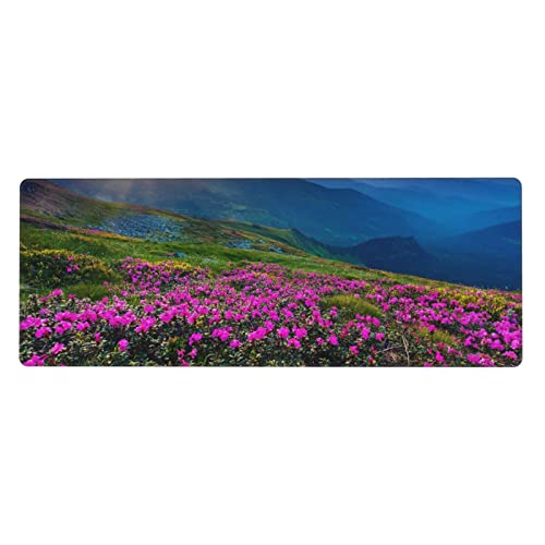 Natur lila Blumen Wiese Berg Landschaft Druck Desktop Große Gummi Mauspad Wasserdicht Tastatur Pad Glatte Oberfläche von Computer und Desktop von RULOPA