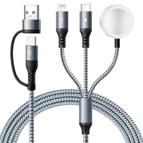 RULUS Verbessertes 3-in-2-Multi-Ladekabel für iPhone & iWatch, 1,2 m, magnetisches, kabelloses Apple-Watch-Ladegerät, USB-C-Kabel, Universal-Reise-Ladegerät, Nylon, geflochten, für iWatch RULUS Verbessertes 3-in-2-Multi-Ladekabel für iPhone & iWatch, 1,2 m, magnetisches, kabelloses Apple-Watch-Ladegerät, USB-C-Kabel, Universal-Reise-Ladegerät, Nylon, geflochten, für iWatch von RULUS