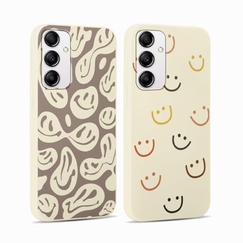 RUMDEY 2 Stück Happy Smiley Face für Samsung Galaxy A54 5G 6,4 Zoll Handyhülle Ästhetisches süßes Lächeln Design Hüllen Weiches Silikon Slim TPU Stoßfest Schutzhülle für Frauen Männer Mädchen Lächeln von RUMDEY
