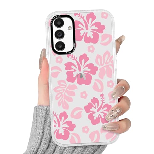RUMDEY Klare Hibiskusblumen-Schutzhülle für Samsung Galaxy A54 5G 6,4 Zoll (16,3 cm), niedliches adrettes Blumenmuster, ästhetisches Design, weich, dünn, Anti-Gelb, Schutzhülle, stoßfest von RUMDEY