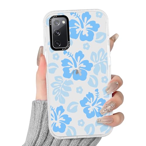 RUMDEY Klare Hibiskusblumen-Schutzhülle für Samsung Galaxy S20 FE 5G/S20 Lite/S20 Fan Edition 6,5 Zoll (16,5 cm), niedliches adrettes Blumenmuster, ästhetisches Design, weich, schützend, stoßfest, TPU von RUMDEY