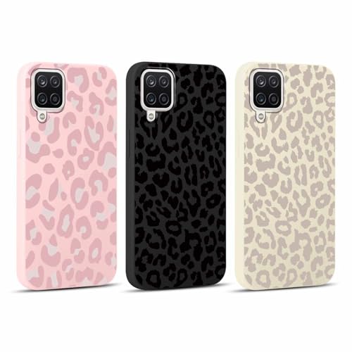 RUMDEY Schutzhülle für Samsung Galaxy A12 4G 16,5 cm (6,5 Zoll), Leopardenmuster, ästhetisches Design, weiches Silikon, dünn, TPU, stoßfest, 3 Stück von RUMDEY