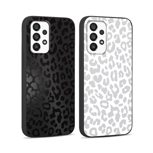 RUMDEY Schutzhülle für Samsung Galaxy A52 5G 16,5 cm (6,5 Zoll), luxuriöses Leopardenmuster, weiches Silikon, TPU, stoßfest, Schutzhülle für Damen und Mädchen, Schwarz und Weiß, 2 Stück von RUMDEY