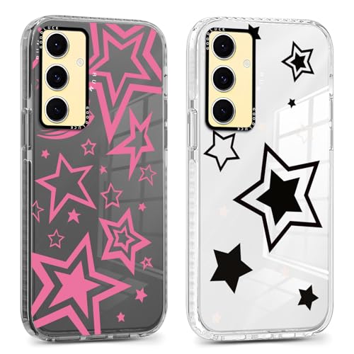 RUMDEY Schutzhülle für Samsung Galaxy S24 FE mit 6,7 Zoll (6,7 Zoll), ästhetisches, modisches Muster, Druck, weich, dünn, Anti-Vergilbung, stoßfest, TPU-Stoßdämpfer, für Damen und Mädchen, 2 Stück von RUMDEY