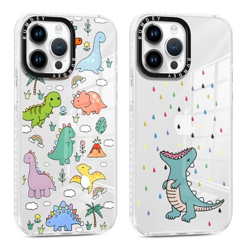 RUMDEY Schutzhülle für iPhone 11 Pro, 14,7 cm (5,8 Zoll), süßes Dinosaurier-Design, transparent, weiches Silikon, dünn, TPU, stoßfest, für Damen, Mädchen, Kinder, 2 Stück von RUMDEY