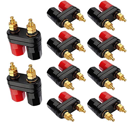 RUNCCI-YUN 10 Paare lautsprecher terminal, buchsen für bananenstecker,AMP Terminal Endstufe 2-Weg Bananenstecker-Jack,Audio Lautsprecher Terminal bananenbuchse Panelmontage (Schwarzes rotes) von RUNCCI-YUN