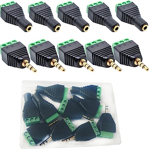 RUNCCI-YUN 10 Stück 3,5 mm Stereo lötfreie Audiostecker,Terminalblock 3.5 mm Klinke 3-polig,1/8 Zoll TRS 3,5 mm Klinkenstecker Adapter Schraubanschluss AV 3 Kopfhörer Balun Lötfreier RUNCCI-YUN 10 Stück 3,5 mm Stereo lötfreie Audiostecker,Terminalblock 3.5 mm Klinke 3-polig,1/8 Zoll TRS 3,5 mm Klinkenstecker Adapter Schraubanschluss AV 3 Kopfhörer Balun Lötfreier von RUNCCI-YUN