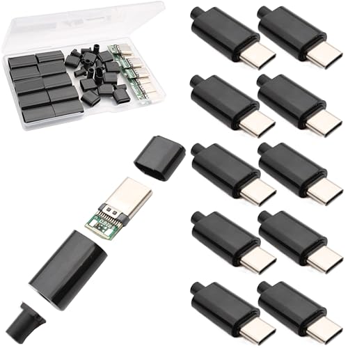 RUNCCI-YUN 10 Stück Micro USB 3.1 Typ C Stecker 24 Pins, DIY Micro Typ C USB 3.1 buchse löten SMT-Typ mit schwarzem Gehäusedeckel RUNCCI-YUN 10 Stück Micro USB 3.1 Typ C Stecker 24 Pins, DIY Micro Typ C USB 3.1 buchse löten SMT-Typ mit schwarzem Gehäusedeckel von RUNCCI-YUN