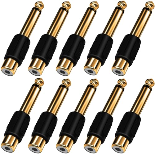 RUNCCI-YUN 10 Stücke 6.35mm Stecker Mono TS auf RCA Cinch Buchse Interconnect Audio Adapter, Cinch auf 6.35mm Audioadapter, Vergoldete Cinch Weiblich auf 6.35mm 1/4 Zoll Mono Männlich Stecker RUNCCI-YUN 10 Stücke 6.35mm Stecker Mono TS auf RCA Cinch Buchse Interconnect Audio Adapter, Cinch auf 6.35mm Audioadapter, Vergoldete Cinch Weiblich auf 6.35mm 1/4 Zoll Mono Männlich Stecker von RUNCCI-YUN