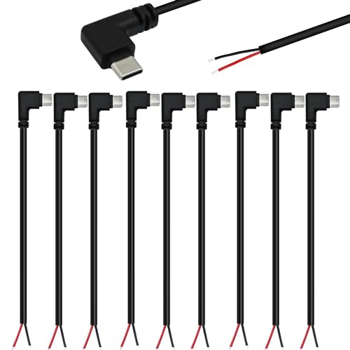 RUNCCI-YUN 10PCS USB C Stecker Kabel, 90 Grad,USB C stecker löten 22AWG 5 V/3 A 2-Draht USB C Verlängerungskabel für installierte USB-C-Geräte oder Ersatz-Reparatur-DIY-Kabel25cm/9.84in RUNCCI-YUN 10PCS USB C Stecker Kabel, 90 Grad,USB C stecker löten 22AWG 5 V/3 A 2-Draht USB C Verlängerungskabel für installierte USB-C-Geräte oder Ersatz-Reparatur-DIY-Kabel25cm/9.84in von RUNCCI-YUN
