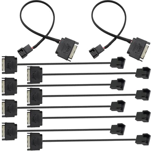 RUNCCI-YUN 10Pcs SATA auf 4 Pin kabel,SATA Lüfter Adapter SATA pc lüfter stromkabel 15 Pin SATA auf 3 Pin/4 Pin 12V Computer Gehäuse Lüfter Stromkabel（27CM） von RUNCCI-YUN