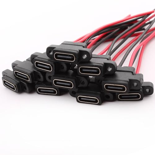 RUNCCI-YUN 10Pcs Wasserdichte USB-C buchse 2-Draht einbau Typ-C-Buchse,USB-C-Buchse für Panelmontage-3A Schnelllade-Typ-C-Buchse USB-C-Pigtail-Kabel USB-C-Stecker auf 2-poligen blanken Draht RUNCCI-YUN 10Pcs Wasserdichte USB-C buchse 2-Draht einbau Typ-C-Buchse,USB-C-Buchse für Panelmontage-3A Schnelllade-Typ-C-Buchse USB-C-Pigtail-Kabel USB-C-Stecker auf 2-poligen blanken Draht von RUNCCI-YUN