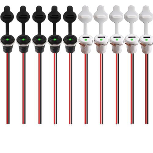 RUNCCI-YUN 10Pcs Wasserdichte USB-C buchse 2-Draht einbau Typ-C-Buchse,USB Pigtail Kabel ,USB-C-Buchse für Panelmontage-mit Muttern-Sicherungsplatte Staubkappe -mit LED-Licht,Schwarz und weiß RUNCCI-YUN 10Pcs Wasserdichte USB-C buchse 2-Draht einbau Typ-C-Buchse,USB Pigtail Kabel ,USB-C-Buchse für Panelmontage-mit Muttern-Sicherungsplatte Staubkappe -mit LED-Licht,Schwarz und weiß von RUNCCI-YUN
