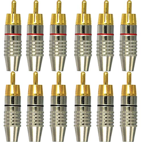 RUNCCI-YUN 12 Stück Cinch Stecker, RCA Löten Verbinder, Schraubbar Adapter, Verlängerung für Multimedia und CCTV - Schwarz und Rot (6 Stück) RUNCCI-YUN 12 Stück Cinch Stecker, RCA Löten Verbinder, Schraubbar Adapter, Verlängerung für Multimedia und CCTV - Schwarz und Rot (6 Stück) von RUNCCI-YUN