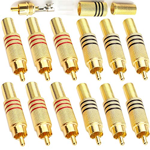 RUNCCI-YUN 12Stück Cinch Stecker, RCA Löten Verbinder,Cinch Stecker Schraubbar,Cinch Stecker Adapter, Cinchstecker Verlängerung für Multimedia und CCTV RUNCCI-YUN 12Stück Cinch Stecker, RCA Löten Verbinder,Cinch Stecker Schraubbar,Cinch Stecker Adapter, Cinchstecker Verlängerung für Multimedia und CCTV von RUNCCI-YUN