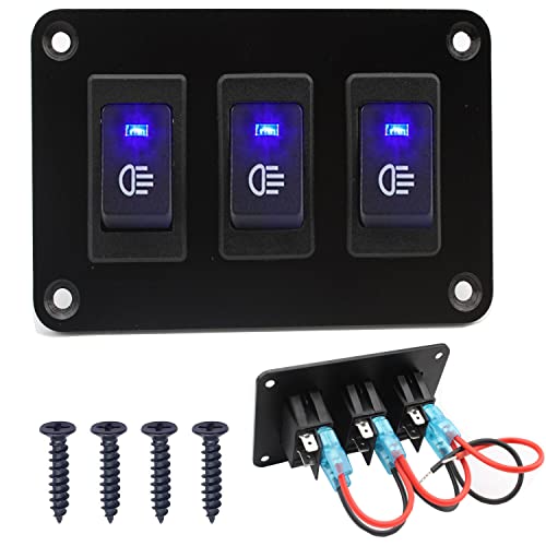 RUNCCI-YUN 12v KFZ schalter,wippschalter panel 12V 2 polig 2P SPST an-aus Schalter für Nebelscheinwerfer wippschalter 12v beleuchtet kfz für Auto Boot (12V 30A/Blau) von RUNCCI-YUN