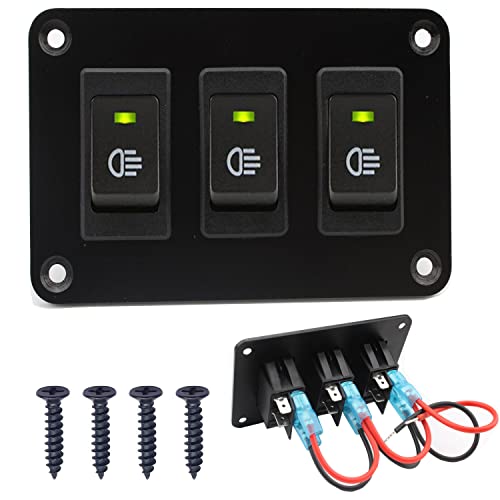 RUNCCI-YUN 12v KFZ schalter,wippschalter panel 12V 2 polig 2P SPST an-aus Schalter für Nebelscheinwerfer wippschalter 12v beleuchtet kfz für Auto Boot (12V 30A/Grün) von RUNCCI-YUN