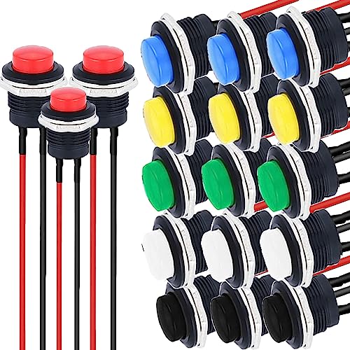 RUNCCI-YUN 18 Stück 3V-6V-12V-24V mini Rund Momentary taster,16mm Vorverkabelt Mini Momentan Druckknopf, 2 Pin Runder Druck schalter für Horn KFZ Auto Armaturenbrett Boot Arduino DIY RUNCCI-YUN 18 Stück 3V-6V-12V-24V mini Rund Momentary taster,16mm Vorverkabelt Mini Momentan Druckknopf, 2 Pin Runder Druck schalter für Horn KFZ Auto Armaturenbrett Boot Arduino DIY von RUNCCI-YUN