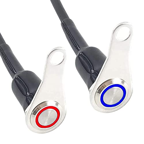 RUNCCI-YUN 2 Stück 12V LED Motorrad Schalter Motorrad Lenkerschalter Lenkerhalterung Horn Power Start Kill Schalter Taste Scheinwerfer Brems Nebelscheinwerfer ON/OFF (7/8")（Rotlicht blaues Licht） von RUNCCI-YUN