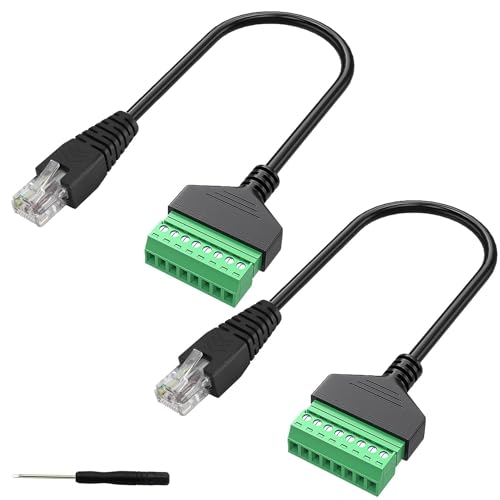 RUNCCI-YUN 2 Stück RJ45 Stecker auf 8 Pins Schraubklemmenblock Adapter, RJ45-Kristallstecker Kabel auf 8 Pins,RJ45-Stecker auf 8P 8C 8Pin Ethernet-Anschluss für CCTV DVR Cat6 Cat5 (30cm) von RUNCCI-YUN