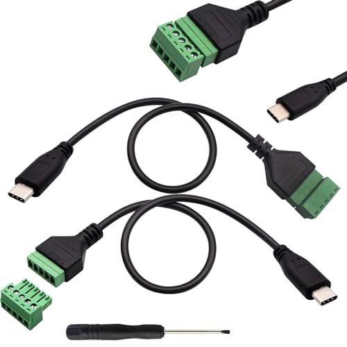 RUNCCI-YUN 2 Stück Terminalstecker USB C, Männliches Kabel, Stecker Auf 5-Poliges Anschlussblockkabel, Lötfrei Schraubklemmen Zum Laden Und Übertragen Von Daten, Reparatur/DIY RUNCCI-YUN 2 Stück Terminalstecker USB C, Männliches Kabel, Stecker Auf 5-Poliges Anschlussblockkabel, Lötfrei Schraubklemmen Zum Laden Und Übertragen Von Daten, Reparatur/DIY von RUNCCI-YUN