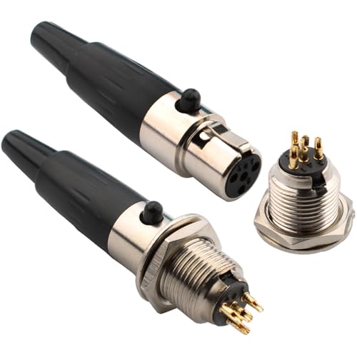RUNCCI-YUN 2Set Mini 4-polige XLR-Anschlüsse,XLR-Stecker und-Buchsen,Mikrofonkabelstecker,Mikrofon-Audiobuchse XLR-Lötanschluss XLR Einbaubuchse Buchse von RUNCCI-YUN