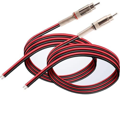 RUNCCI-YUN 2Stück Cinch Stecker, 14AWG Lautsprecherkabel auf cinch verbinder,Cinch Stecker Schraubbar,Cinch Stecker Adapter, Cinchstecker Verlängerung für Multimedia und CCTV （Silber）（1FT/0.3m） von RUNCCI-YUN