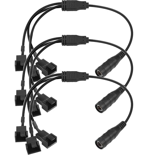 RUNCCI-YUN 3 Stück fan kabel 4pin auf DC,Computer PC Gehäuselüfter Power Splitter Adapterkabel, DC5521 auf 4-poliges Kabel,DC zu 3/4 Pin PC Lüfter Y Splitter Kabel 1 zu 3（37m） von RUNCCI-YUN