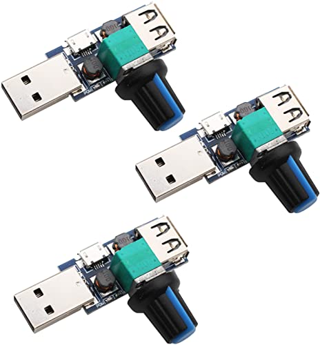 RUNCCI-YUN 3PCS USB Lüfter Drehzahlregler, 5W Mini Lüfter Drehzahlregler, DC 5V stufenloser USB Lüfter Drehzahlregler DC 4-12V bis 2,5-8V Regler Drehzahlregler mit Schalter von RUNCCI-YUN