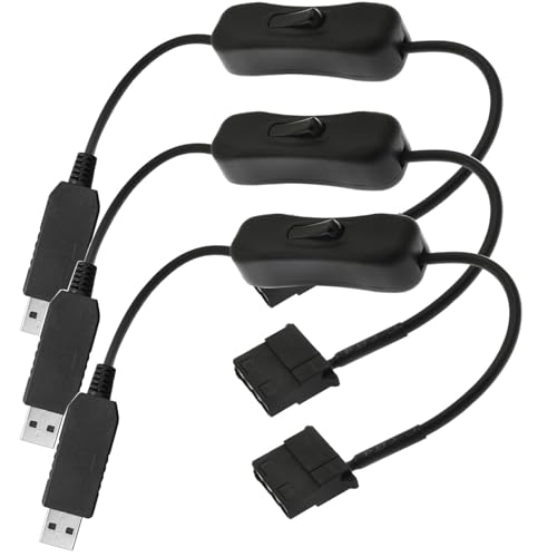 RUNCCI-YUN 3Pcs 5V Step-Up12V fan kabel 4pin/3pin， USB auf 12V 4 Pin gehäuselüfter kabel 12V pc Molex lüfter stromkabel USB Male to 4-Pin Molex Connector PC Fan Connection Cable with Switch von RUNCCI-YUN