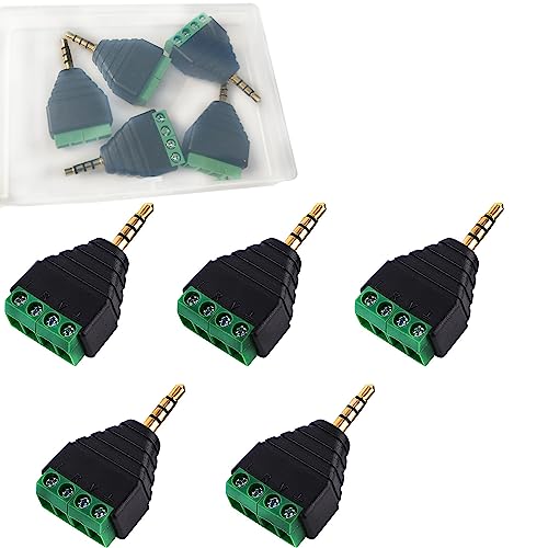 RUNCCI-YUN 5 Stück 3,5 mm Stereo lötfreie Audiostecker,Terminalblock 3.5 mm Klinke 4-polig,1/8 Zoll TRRS 3,5 mm Klinkenstecker Adapter Schraubanschluss AV 4 Kopfhörer Balun Lötfreier RUNCCI-YUN 5 Stück 3,5 mm Stereo lötfreie Audiostecker,Terminalblock 3.5 mm Klinke 4-polig,1/8 Zoll TRRS 3,5 mm Klinkenstecker Adapter Schraubanschluss AV 4 Kopfhörer Balun Lötfreier von RUNCCI-YUN