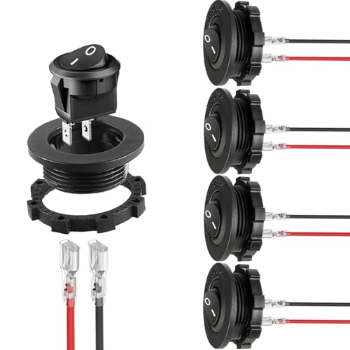 RUNCCI-YUN 5PCS Runde Wippschalter ON-OFF Kippschalter 12V KFZ Schalter SPST Mini Wippschalter 2-pin 10A 125V AC/10A 12V DC mit Schalter Panel für Motorrad, Limousine, Boot von RUNCCI-YUN