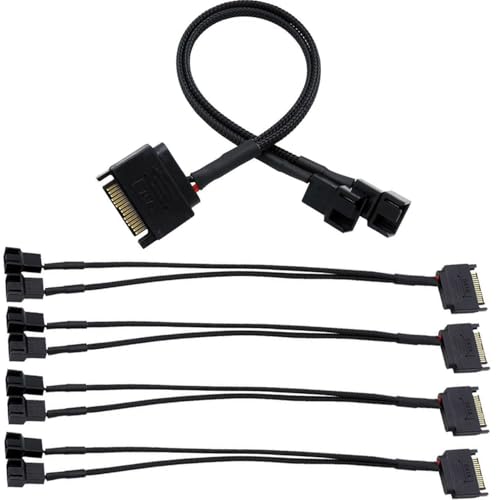 RUNCCI-YUN 5pcs SATA auf 4 Pin kabel,SATA Lüfter Splitter SATA pc lüfter stromkabel 15 Pin SATA auf 2 x 3 Pin/4 Pin 12V Computer Gehäuse Lüfter Stromkabel（27CM） von RUNCCI-YUN