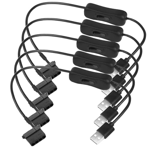 RUNCCI-YUN 5pcsUSB auf 4-Pin Molex PC Lüfter Stromkabel Computergehäuse Adapterkabel USB lüfter 5v kabel pc lüfter USB Molex-Kabel mit Schalter USB-4-Pin-Molex-Kabel(30cm) von RUNCCI-YUN
