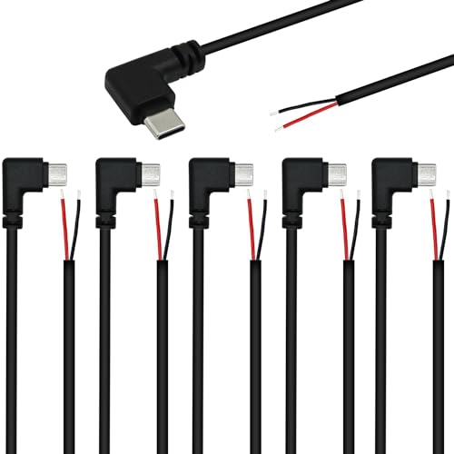 RUNCCI-YUN 6 PCS USB C Stecker Kabel, 90 Grad,USB C stecker löten 22AWG 5 V/3 A 2-Draht USB C Verlängerungskabel für installierte USB-C-Geräte oder Ersatz-Reparatur-DIY-Kabel25cm/9.84in RUNCCI-YUN 6 PCS USB C Stecker Kabel, 90 Grad,USB C stecker löten 22AWG 5 V/3 A 2-Draht USB C Verlängerungskabel für installierte USB-C-Geräte oder Ersatz-Reparatur-DIY-Kabel25cm/9.84in von RUNCCI-YUN