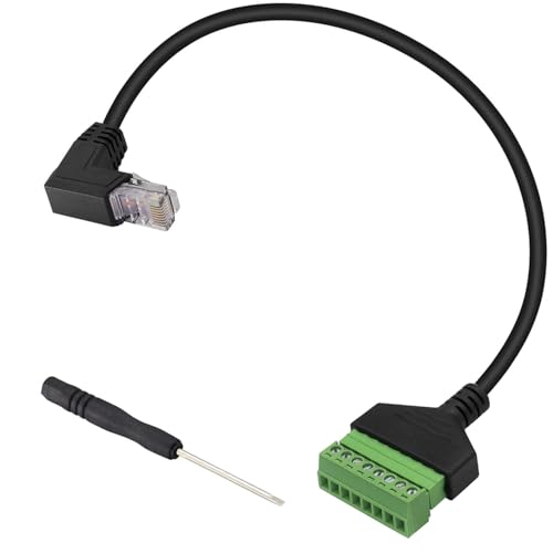 RUNCCI-YUN RJ45 Stecker auf 8 Pins Schraubklemmenblock Adapter, RJ45-Kristallstecker Kabel auf 8 Pins,RJ45-Stecker auf 8P 8C 8Pin Ethernet-Anschluss für CCTV DVR Cat6 Cat5 (30cm Abwärtsbeuge) von RUNCCI-YUN