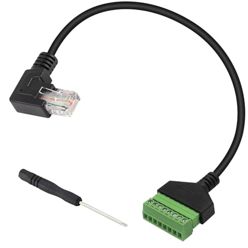 RUNCCI-YUN RJ45 Stecker auf 8 Pins Schraubklemmenblock Adapter, RJ45-Kristallstecker Kabel auf 8 Pins,RJ45-Stecker auf 8P 8C 8Pin Ethernet-Anschluss für CCTV DVR Cat6 Cat5 (30cm Linksbiegung) von RUNCCI-YUN