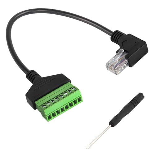 RUNCCI-YUN RJ45 Stecker auf 8 Pins Schraubklemmenblock Adapter, RJ45-Kristallstecker Kabel auf 8 Pins,RJ45-Stecker auf 8P 8C 8Pin Ethernet-Anschluss für CCTV DVR Cat6 Cat5 (30cm Rechtsbiegung) von RUNCCI-YUN