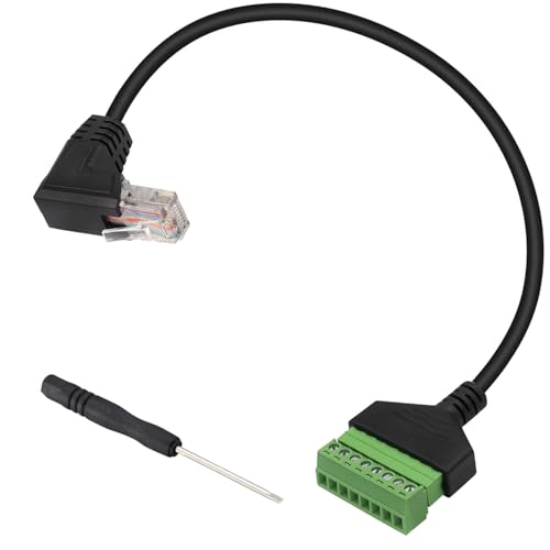 RUNCCI-YUN RJ45 Stecker auf 8 Pins Schraubklemmenblock Adapter, RJ45-Kristallstecker Kabel auf 8 Pins,RJ45-Stecker auf 8P 8C 8Pin Ethernet-Anschluss für CCTV DVR Cat6 Cat5 (30cm nach oben gebogen) von RUNCCI-YUN